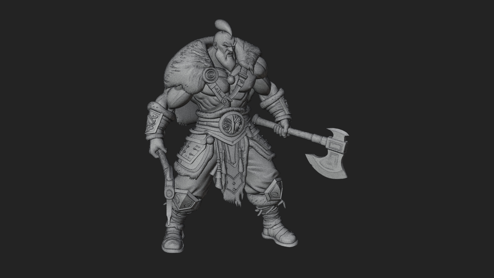 Barbarian Warlord Statue Design 8 3D Print Model 3D Model