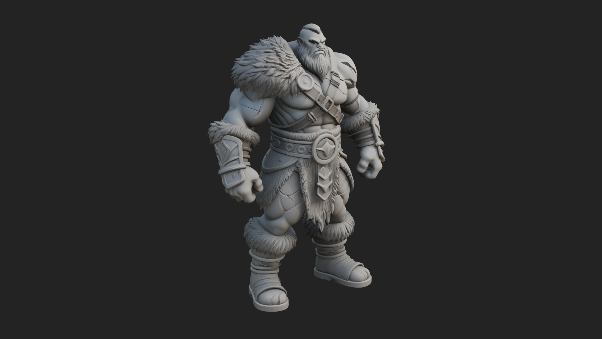 Barbarian Warlord Statue Design 9 3D Print Model 3D Model