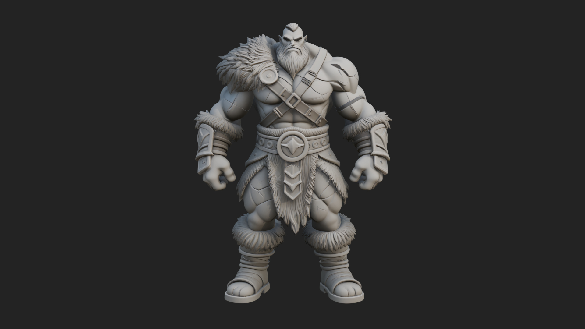Barbarian Warlord Statue Design 9 3D Print Model 3D Model