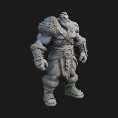 Barbarian Warlord Statue Design 9 3D Print Model