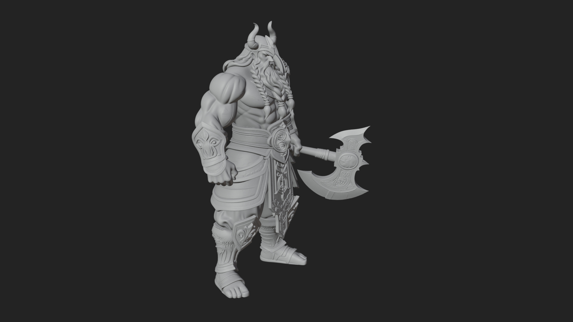 Barbarian with Axe Statue Design 10 3D Print Model 3D Model