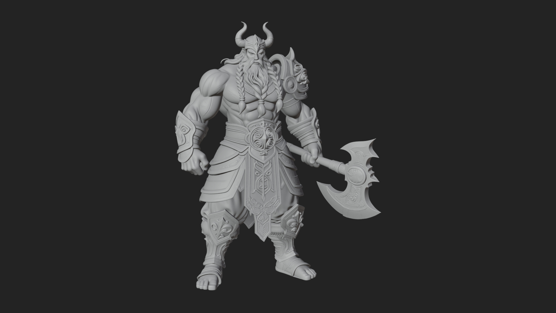Barbarian with Axe Statue Design 10 3D Print Model 3D Model