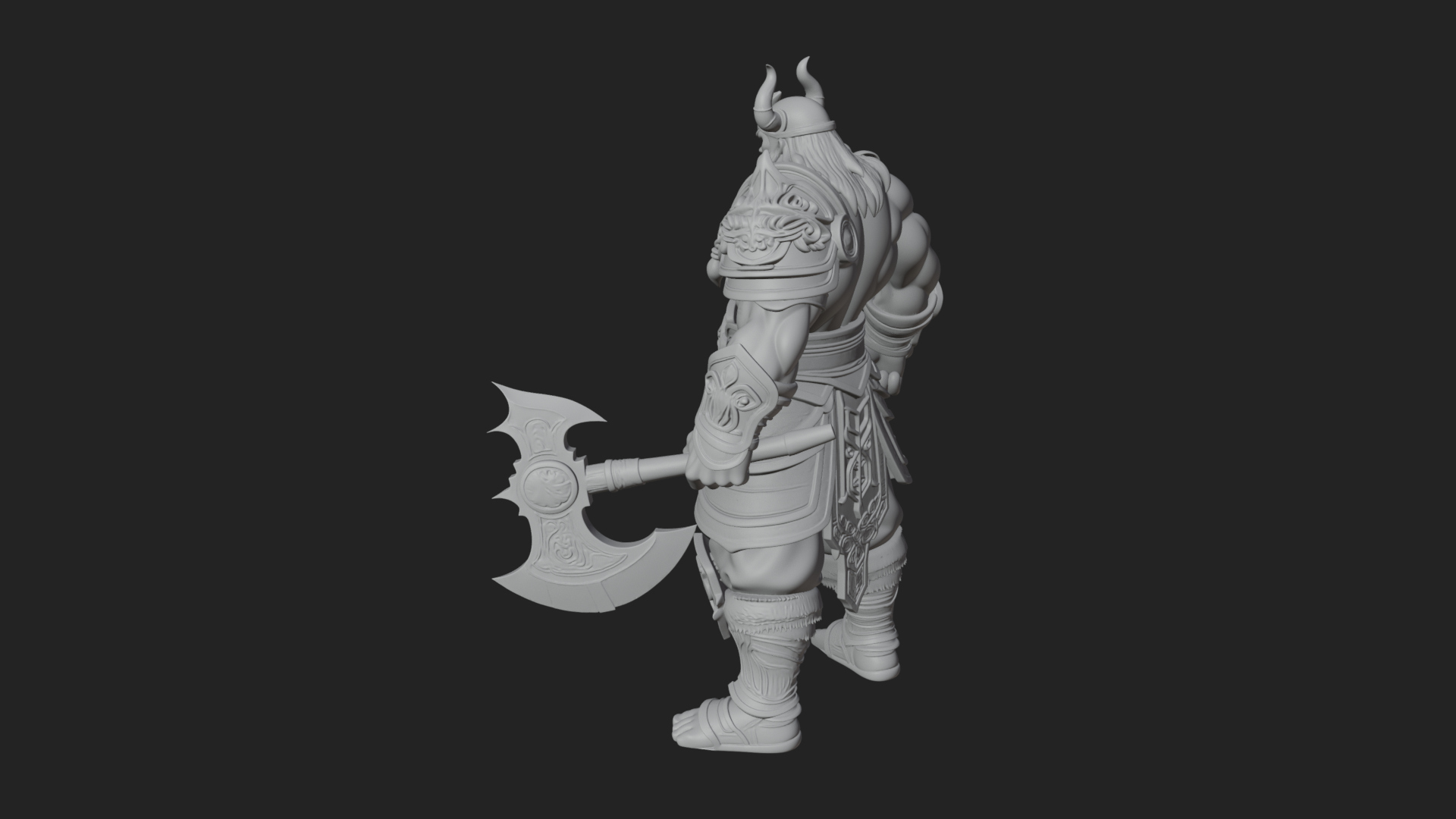 Barbarian with Axe Statue Design 10 3D Print Model 3D Model