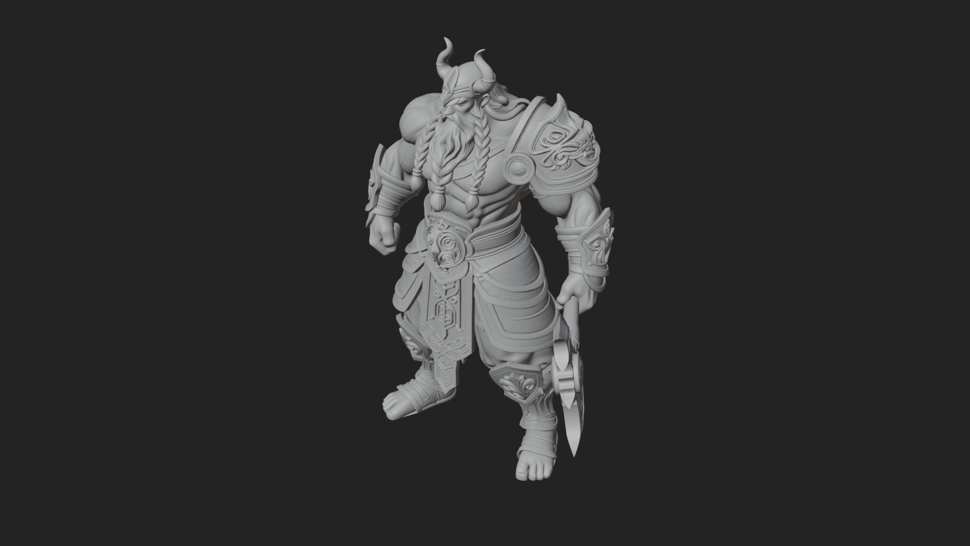 Barbarian with Axe Statue Design 10 3D Print Model 3D Model