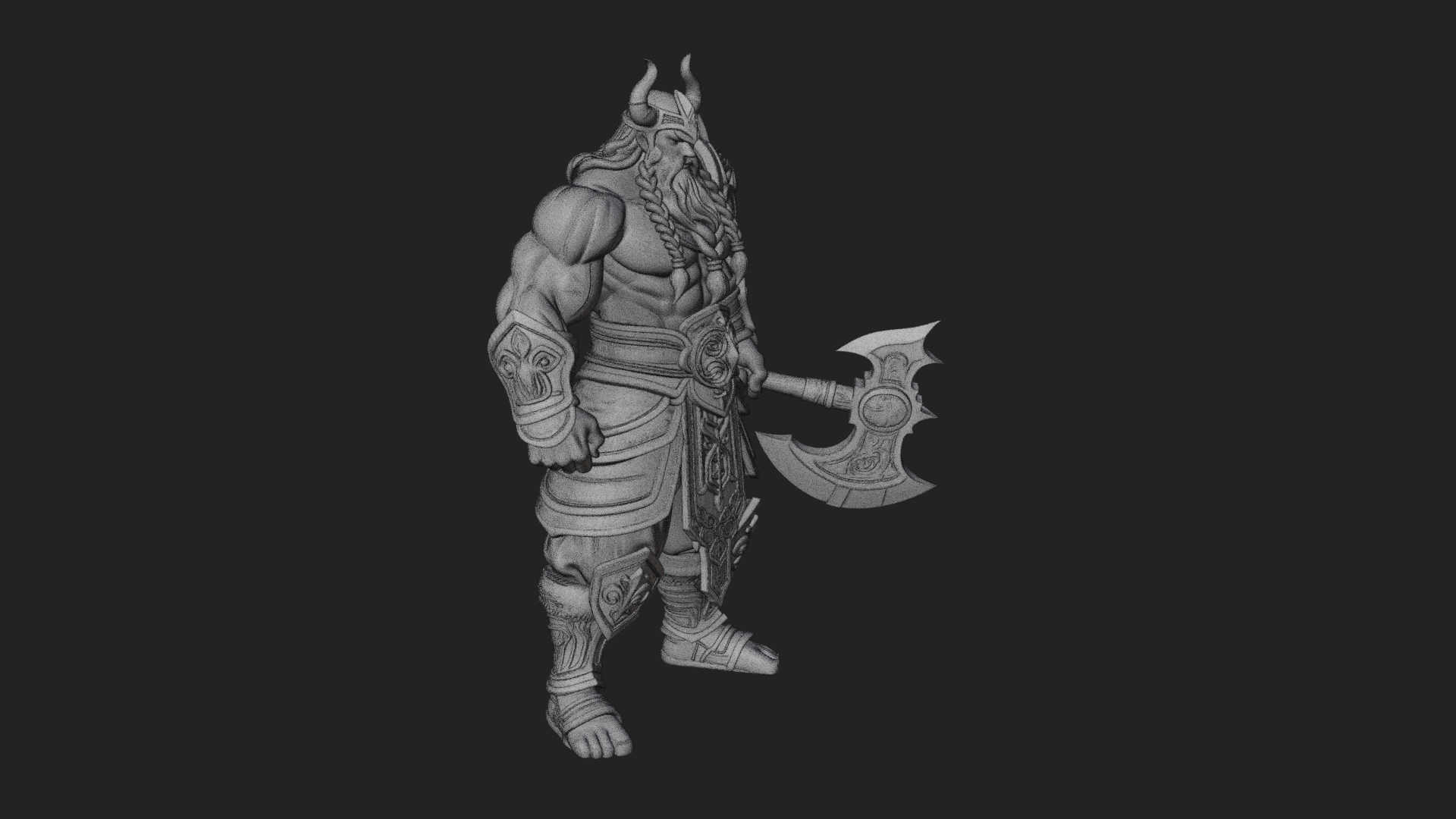 Barbarian with Axe Statue Design 10 3D Print Model 3D Model