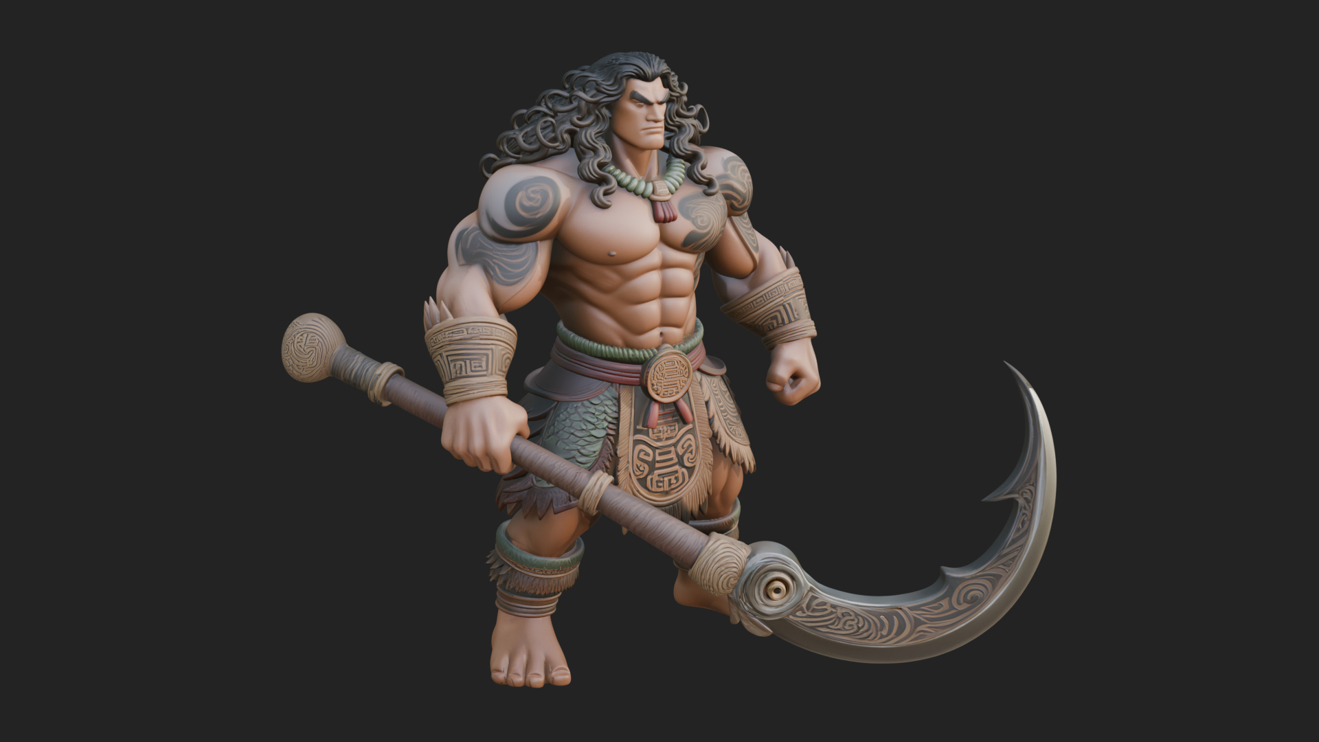 Barbarian with Axe Statue Design 9 3D Print Model 3D Model