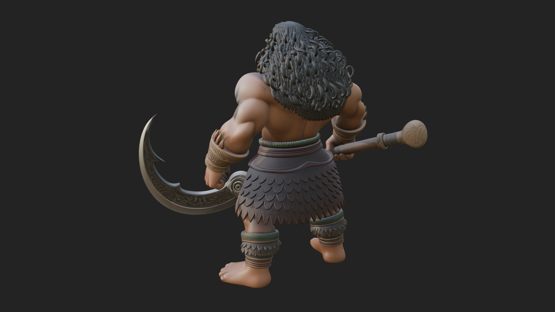 Barbarian with Axe Statue Design 9 3D Print Model 3D Model