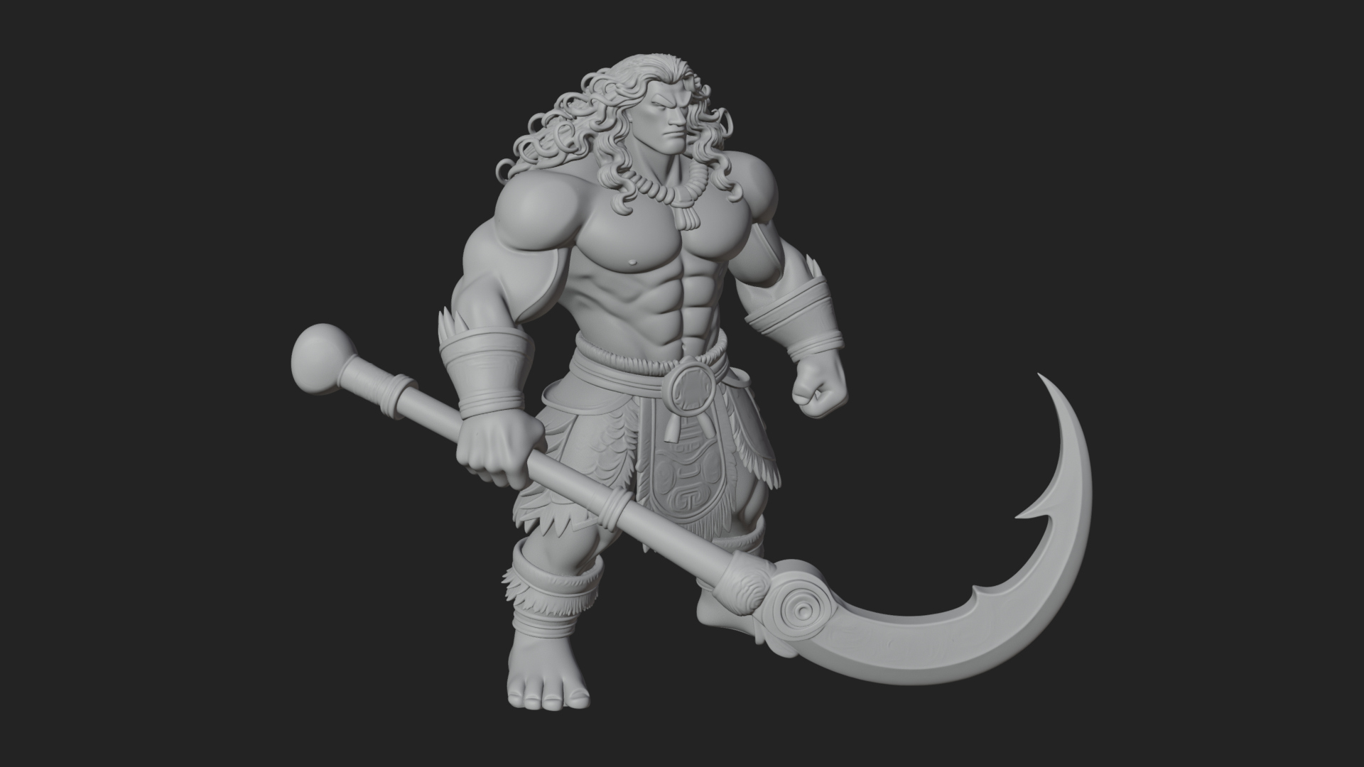 Barbarian with Axe Statue Design 9 3D Print Model 3D Model