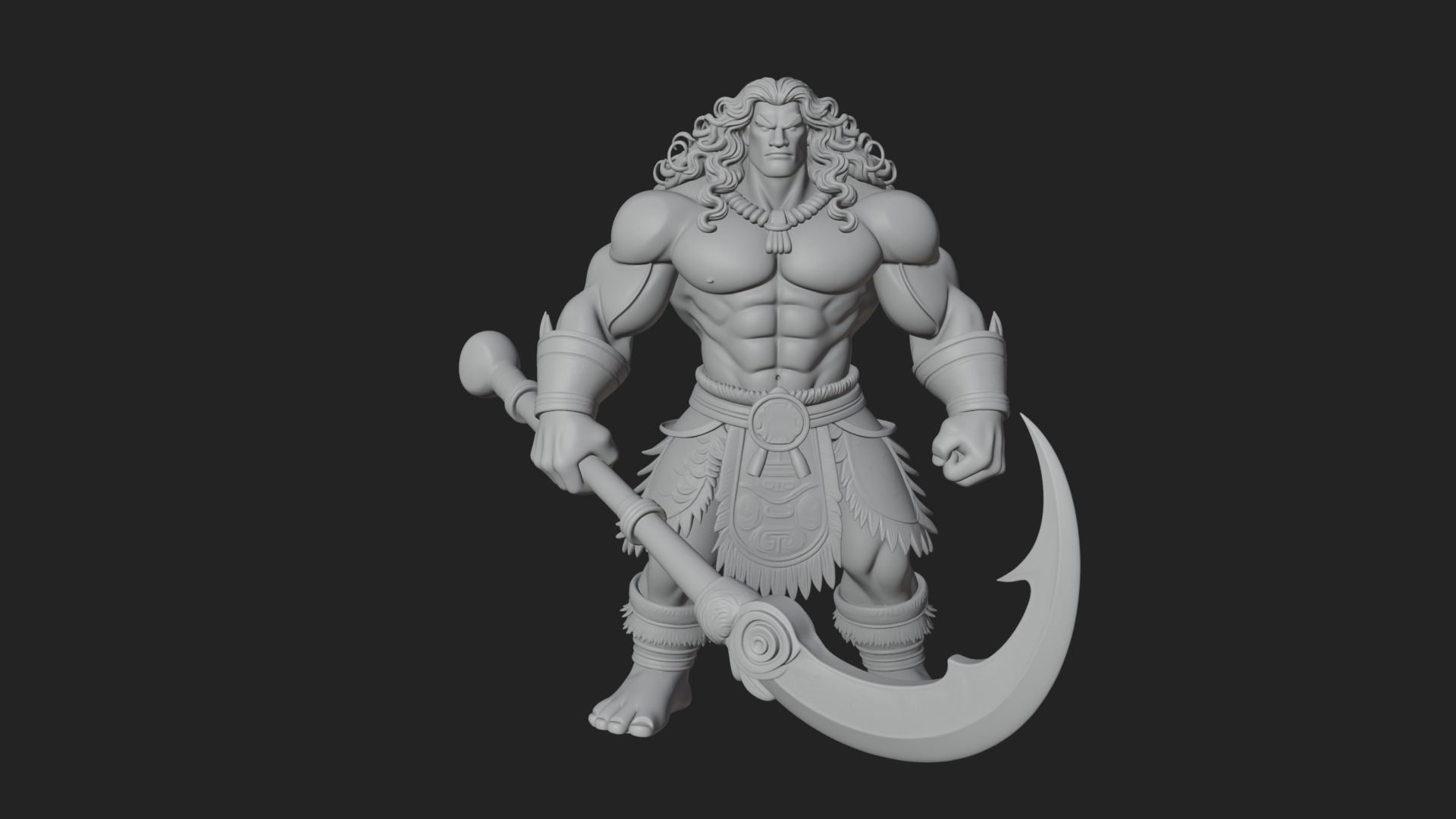 Barbarian with Axe Statue Design 9 3D Print Model 3D Model