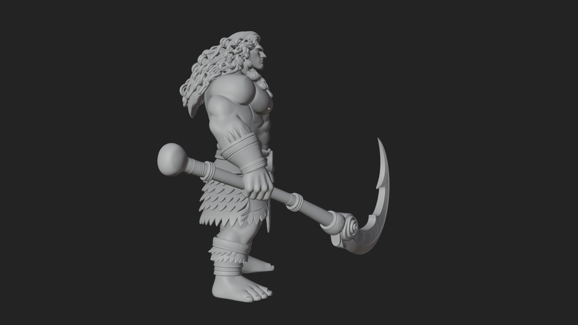 Barbarian with Axe Statue Design 9 3D Print Model 3D Model