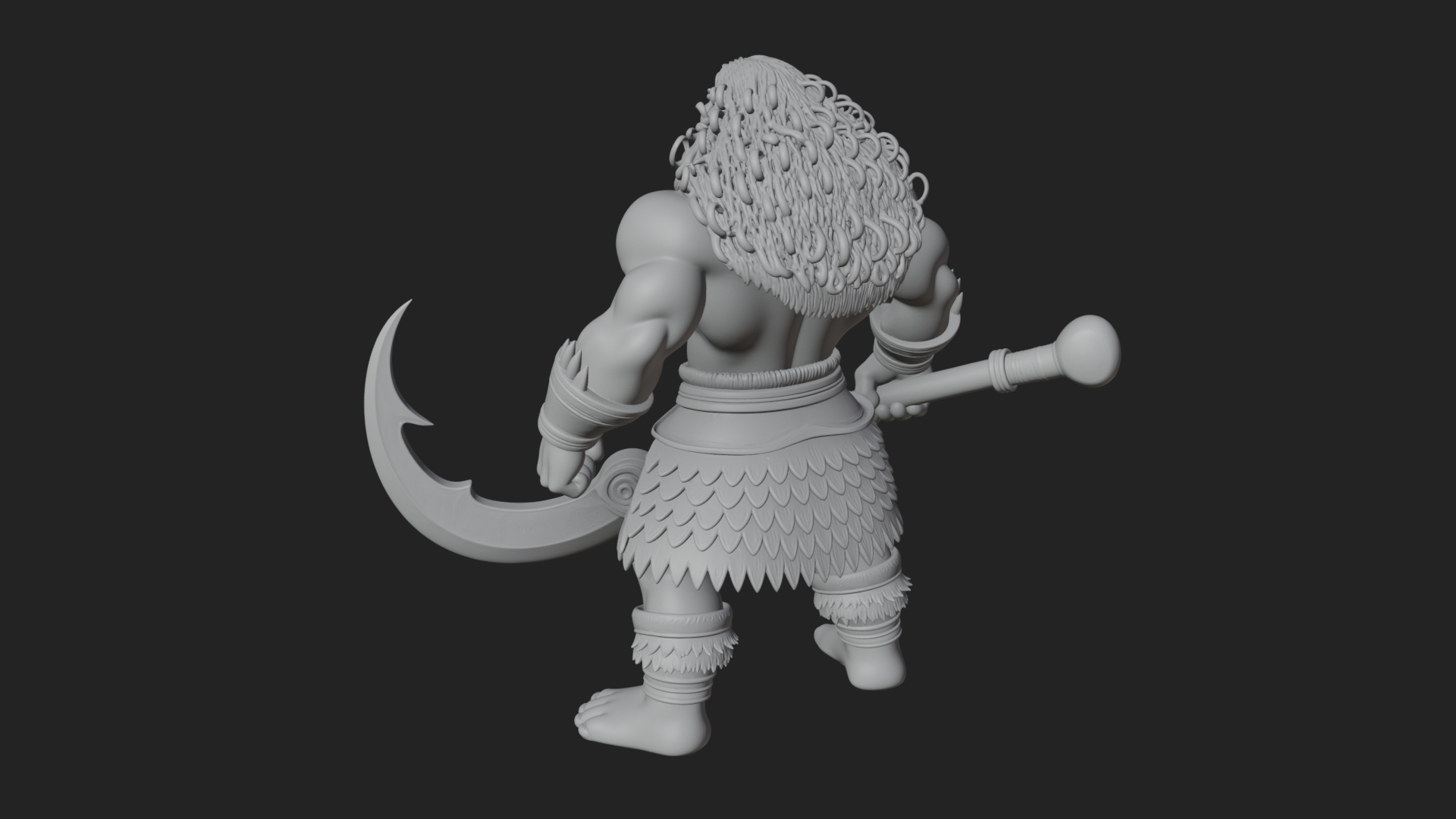 Barbarian with Axe Statue Design 9 3D Print Model 3D Model