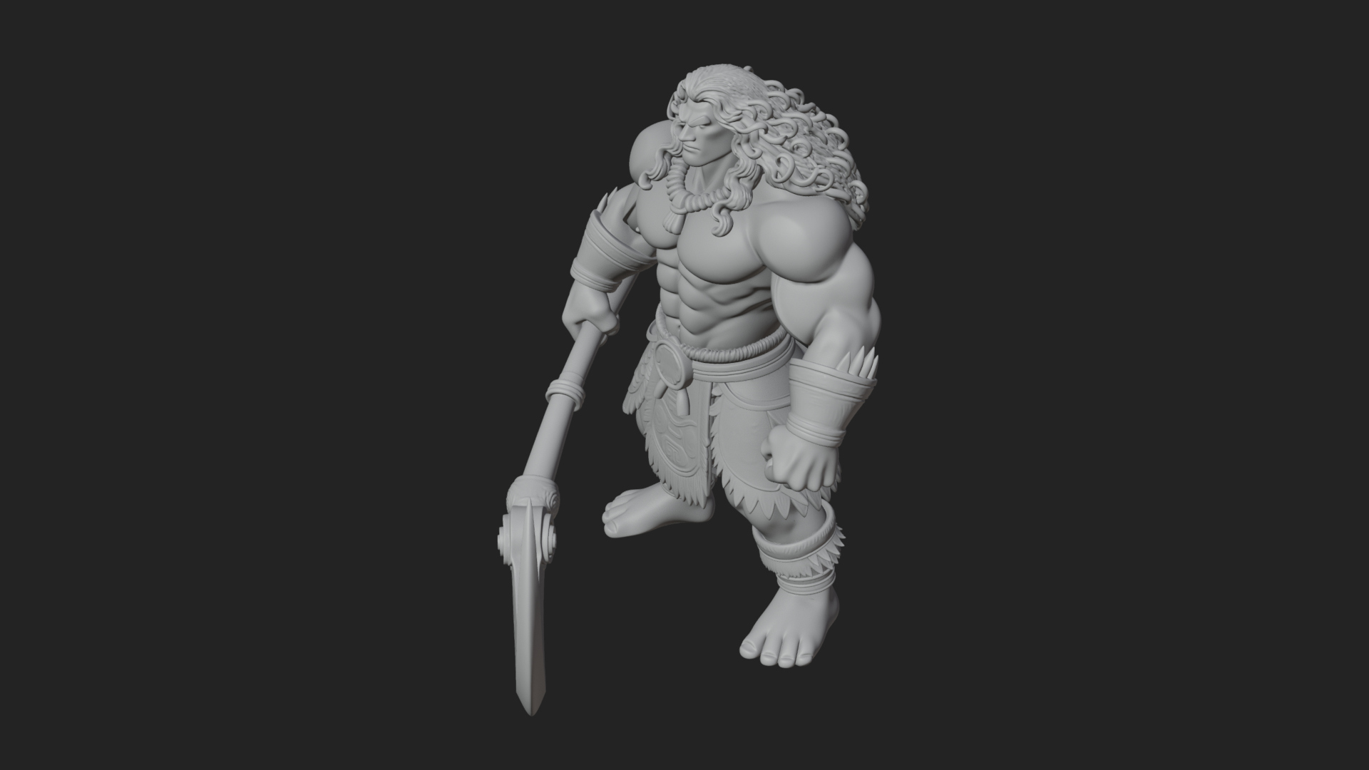 Barbarian with Axe Statue Design 9 3D Print Model 3D Model