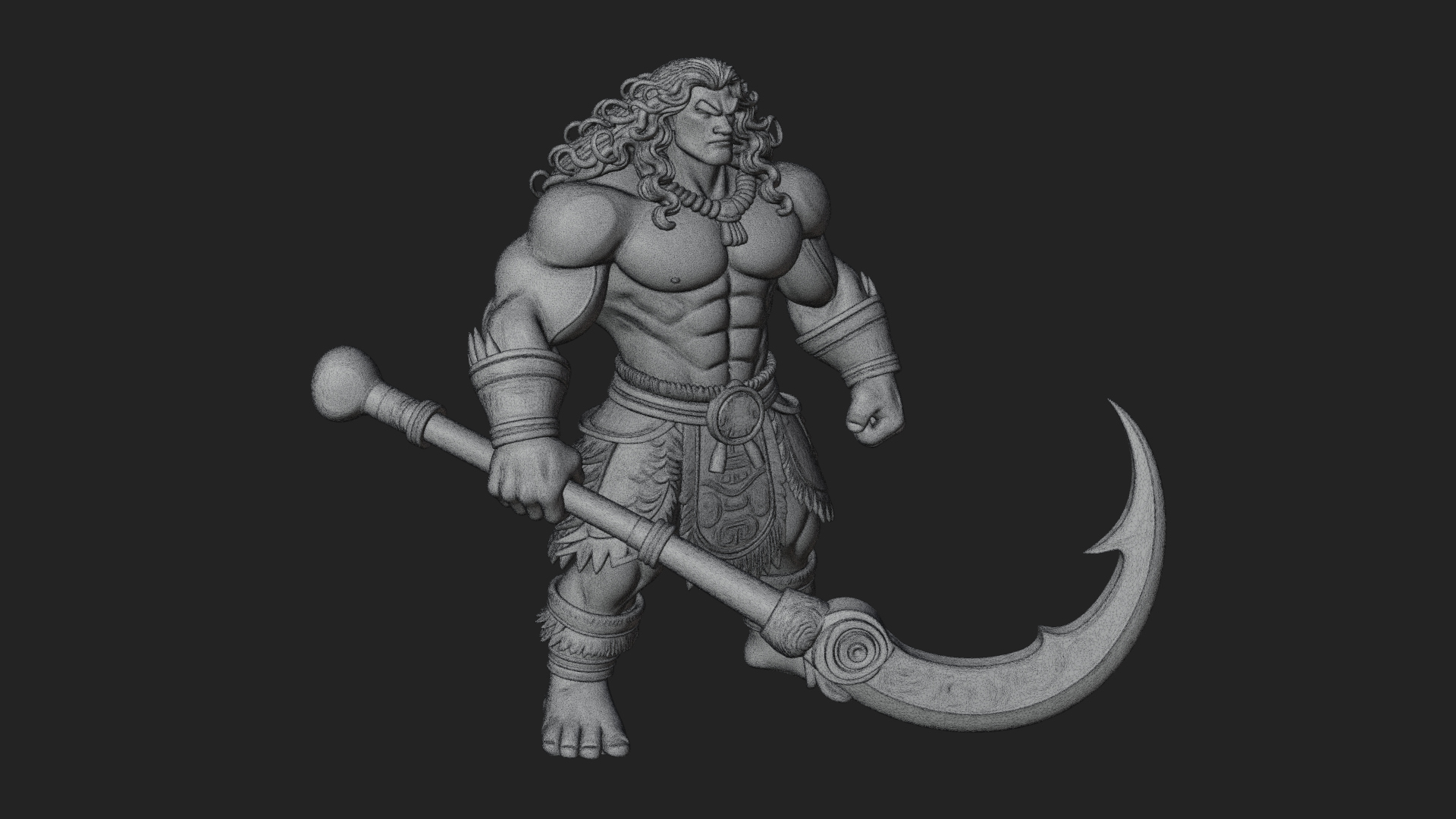 Barbarian with Axe Statue Design 9 3D Print Model 3D Model