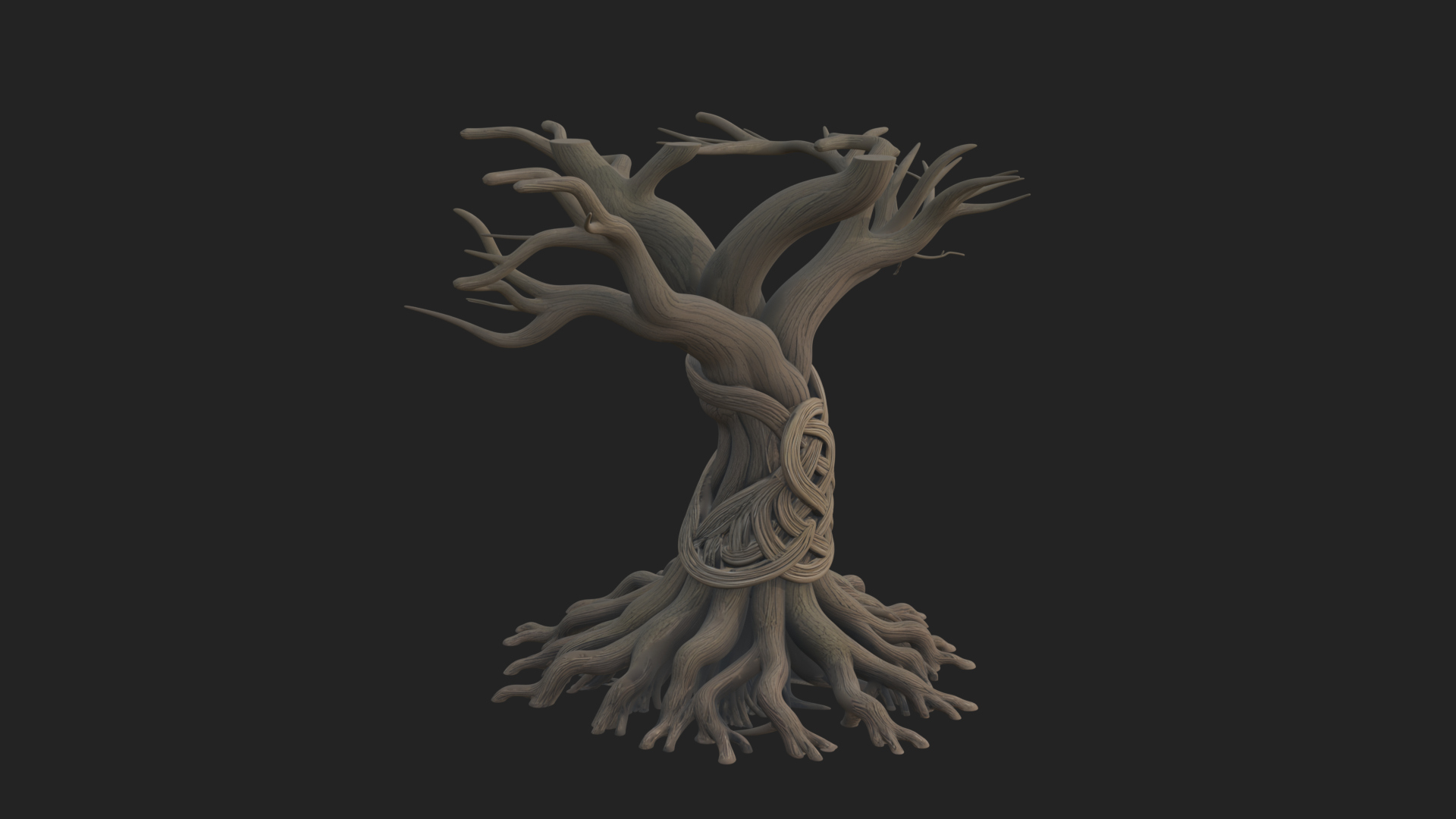 Bare Rooted Dead Tree Statue Design 1 3D Print Model 3D Model