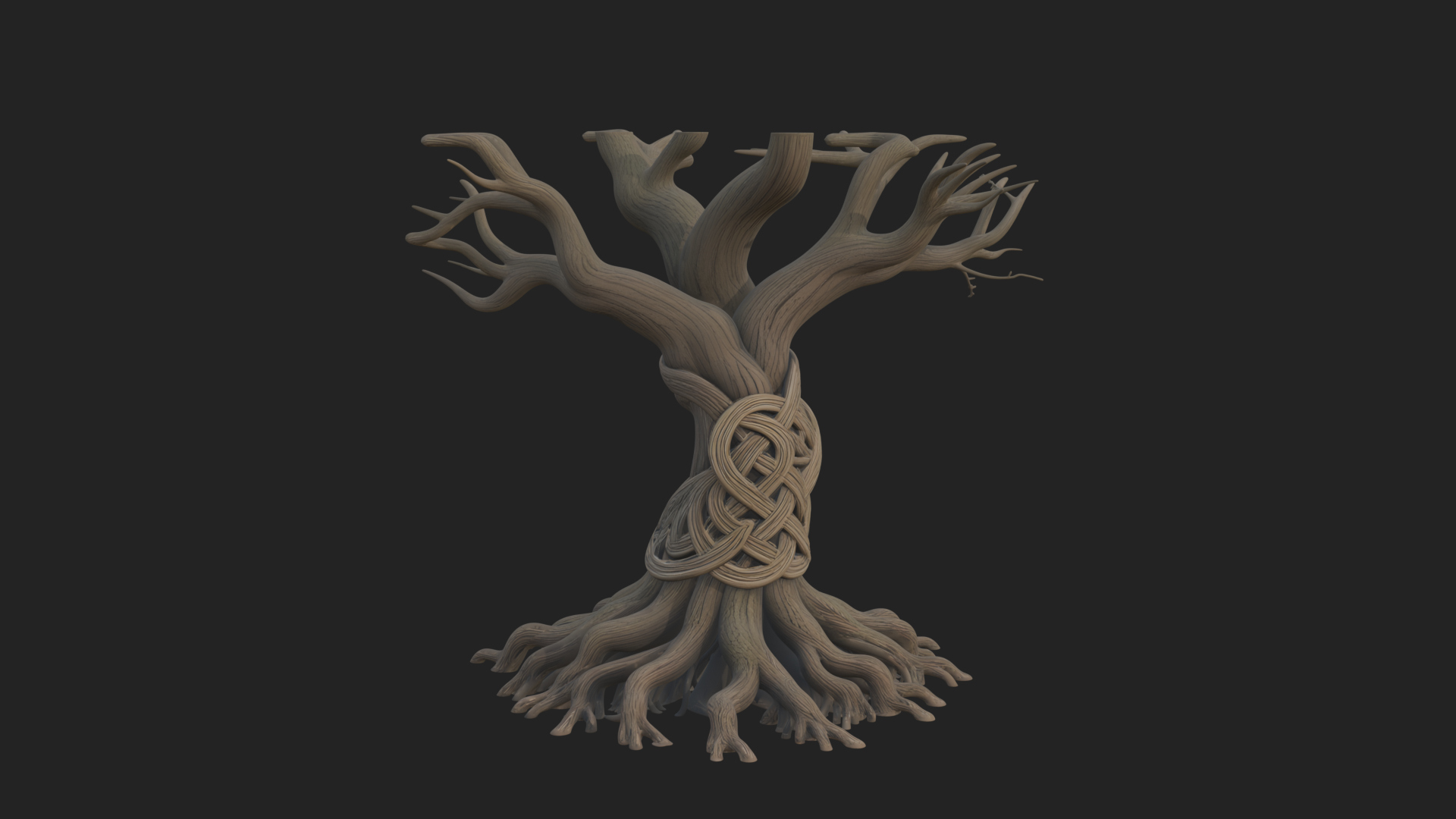 Bare Rooted Dead Tree Statue Design 1 3D Print Model 3D Model