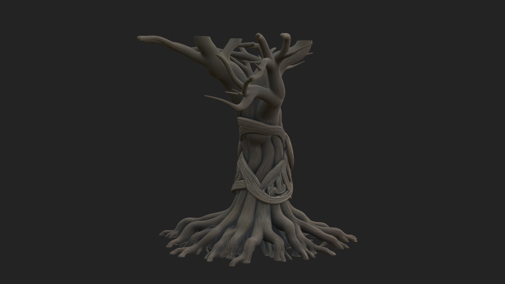 Bare Rooted Dead Tree Statue Design 1 3D Print Model 3D Model