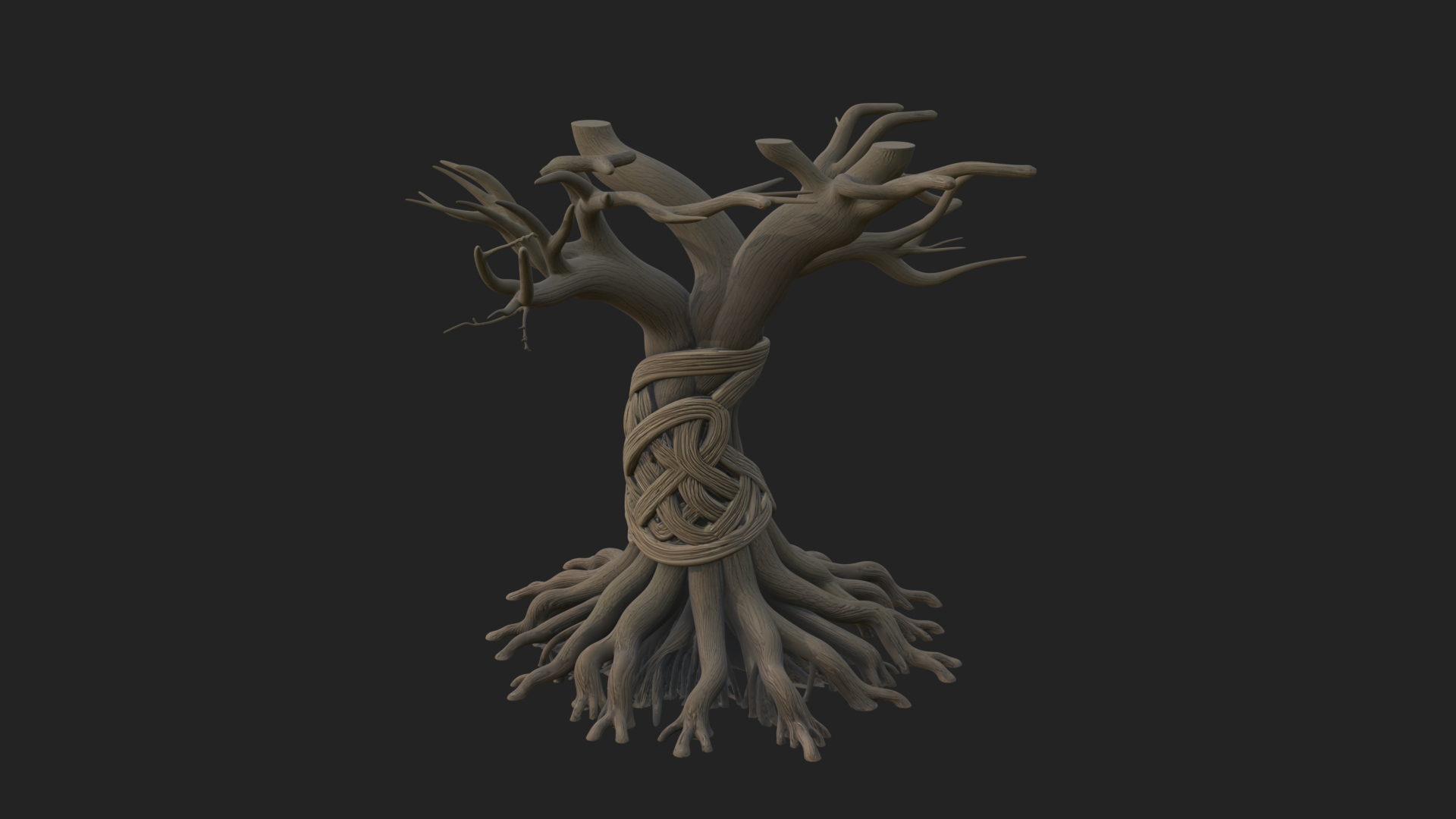 Bare Rooted Dead Tree Statue Design 1 3D Print Model 3D Model