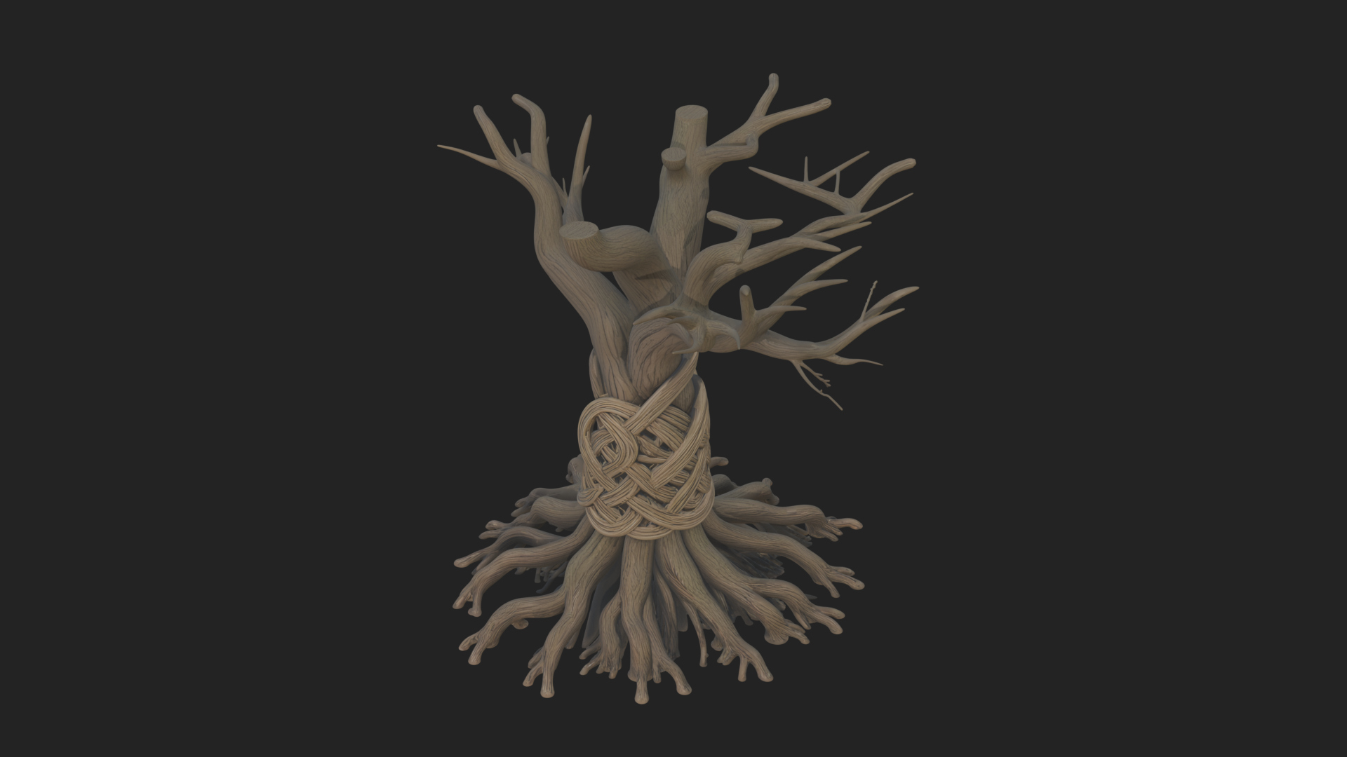 Bare Rooted Dead Tree Statue Design 1 3D Print Model 3D Model