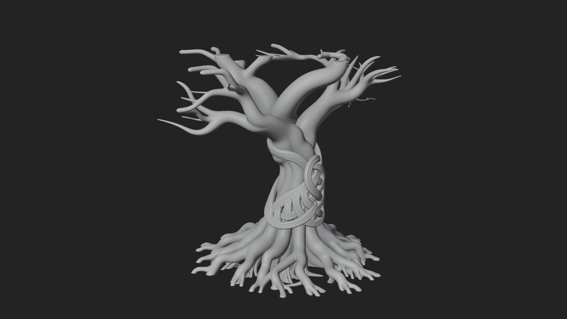 Bare Rooted Dead Tree Statue Design 1 3D Print Model 3D Model