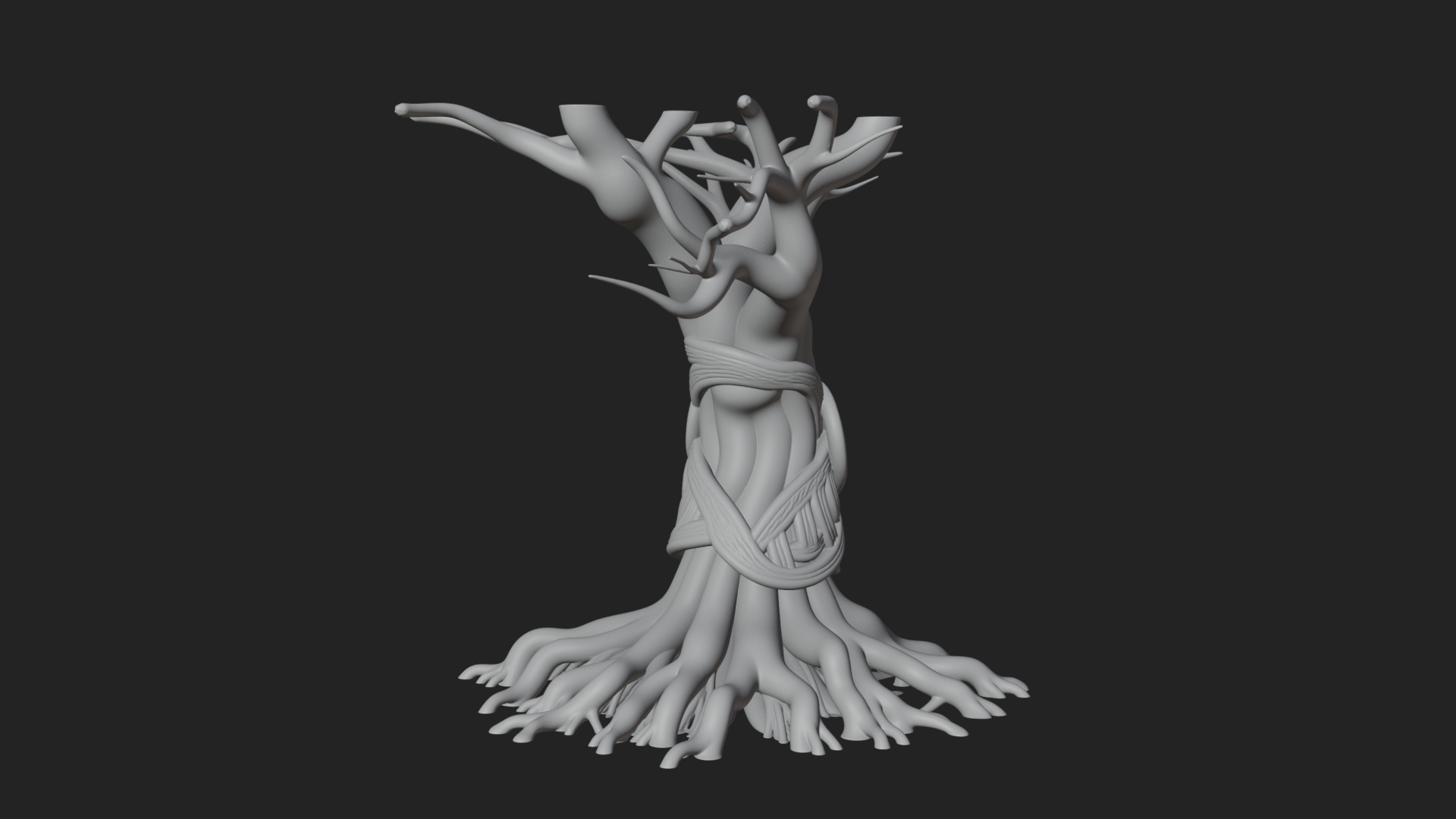 Bare Rooted Dead Tree Statue Design 1 3D Print Model 3D Model