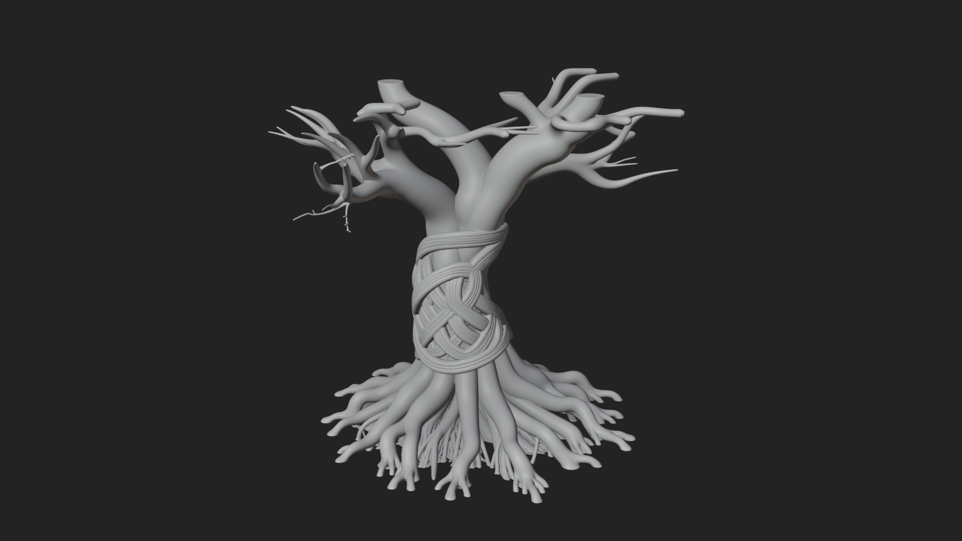 Bare Rooted Dead Tree Statue Design 1 3D Print Model 3D Model