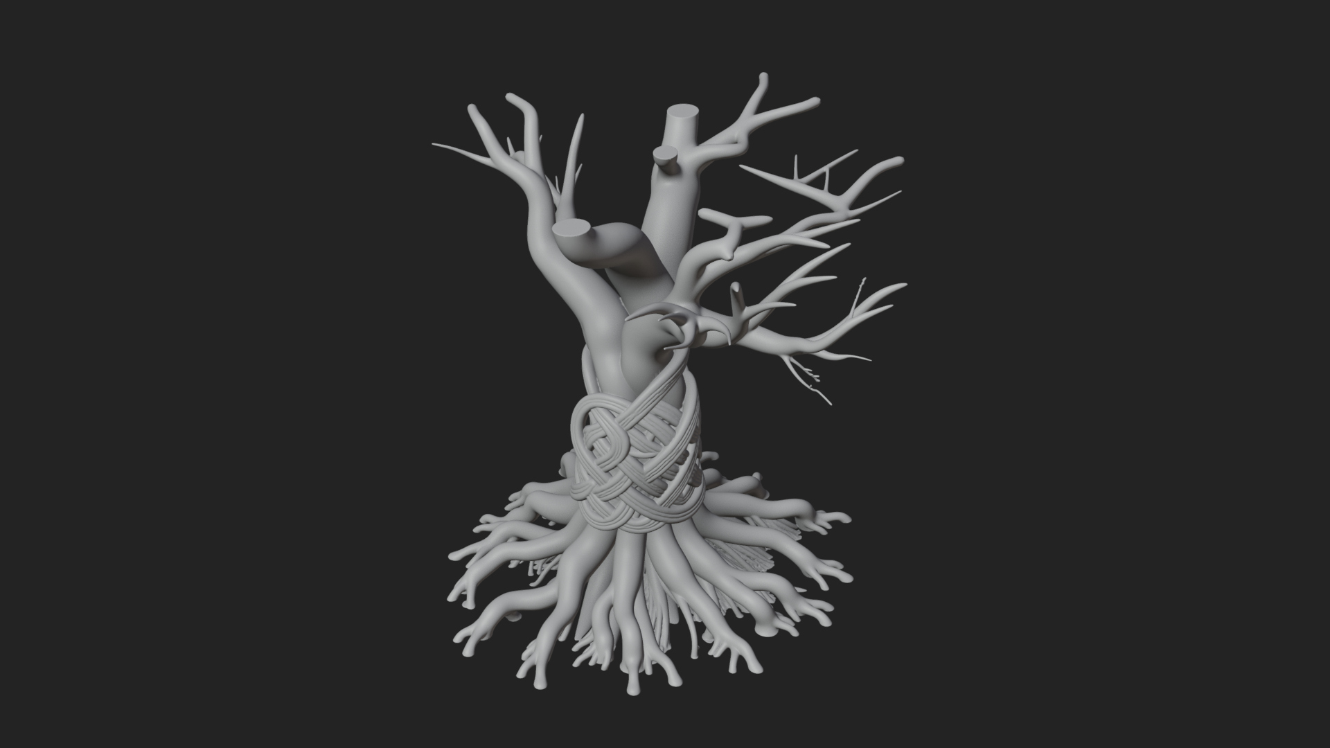 Bare Rooted Dead Tree Statue Design 1 3D Print Model 3D Model