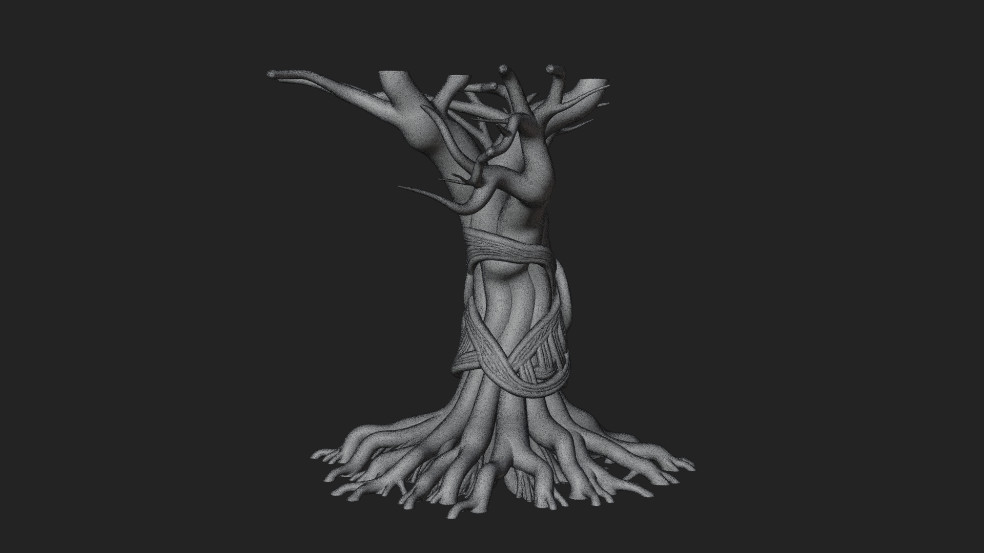 Bare Rooted Dead Tree Statue Design 1 3D Print Model 3D Model