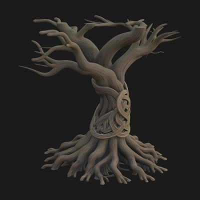 Bare Rooted Dead Tree Statue Design 1 3D Print Model