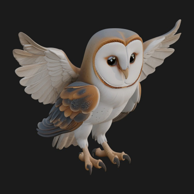 Barn Owl Bird Statue Design 1 3D Print Model