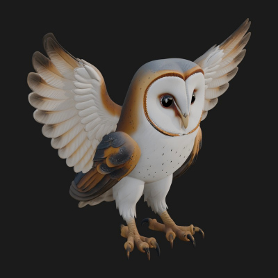 Barn Owl Bird Statue Design 2 3D Print Model