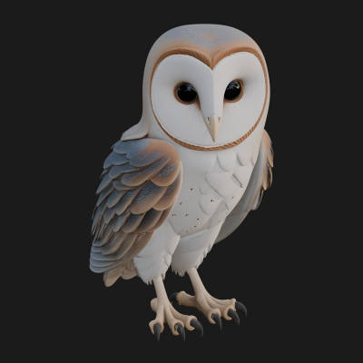 Barn Owl Bird Statue Design 3 3D Print Model