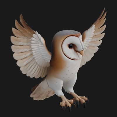 Barn Owl Bird Statue Design 4 3d Print Model