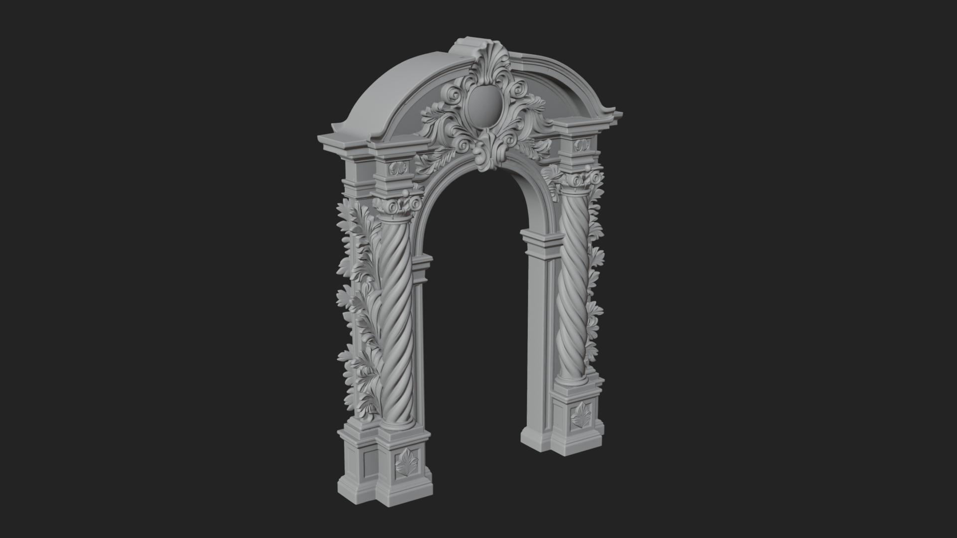 Baroque Carved Arch Design 2 3D Print Model 3D Model