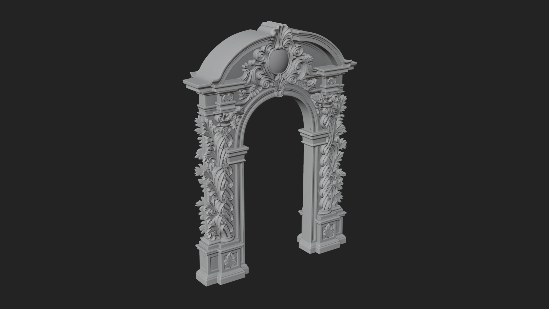 Baroque Carved Arch Design 2 3D Print Model 3D Model