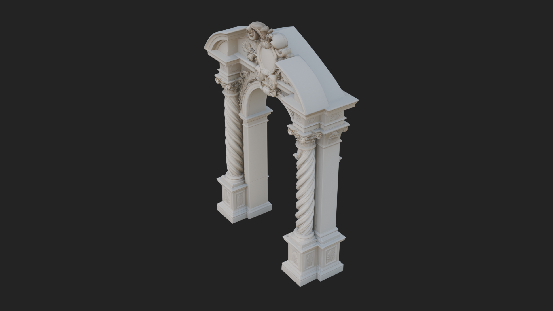 Baroque Carved Arch Design 3 3D Print Model 3D Model