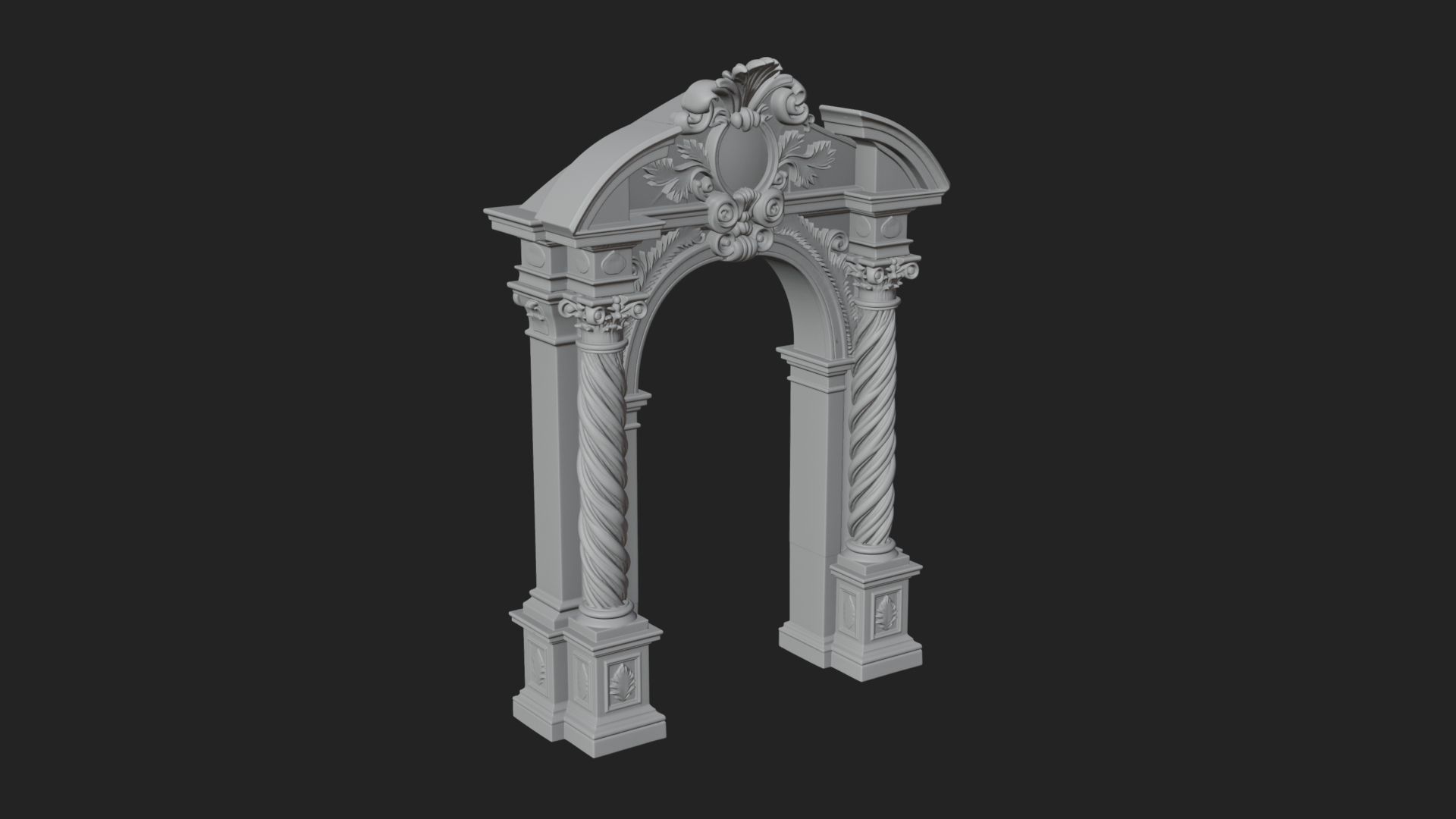 Baroque Carved Arch Design 3 3D Print Model 3D Model