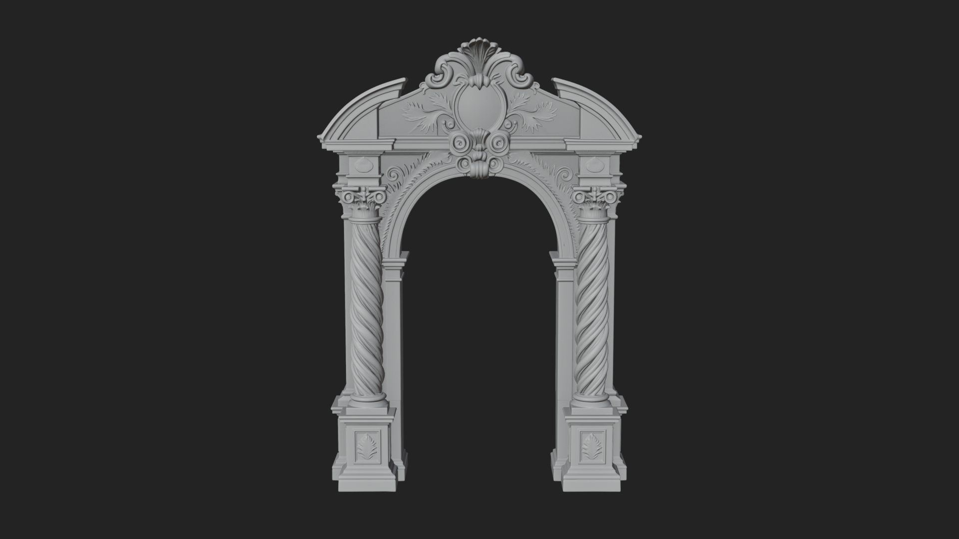 Baroque Carved Arch Design 3 3D Print Model 3D Model