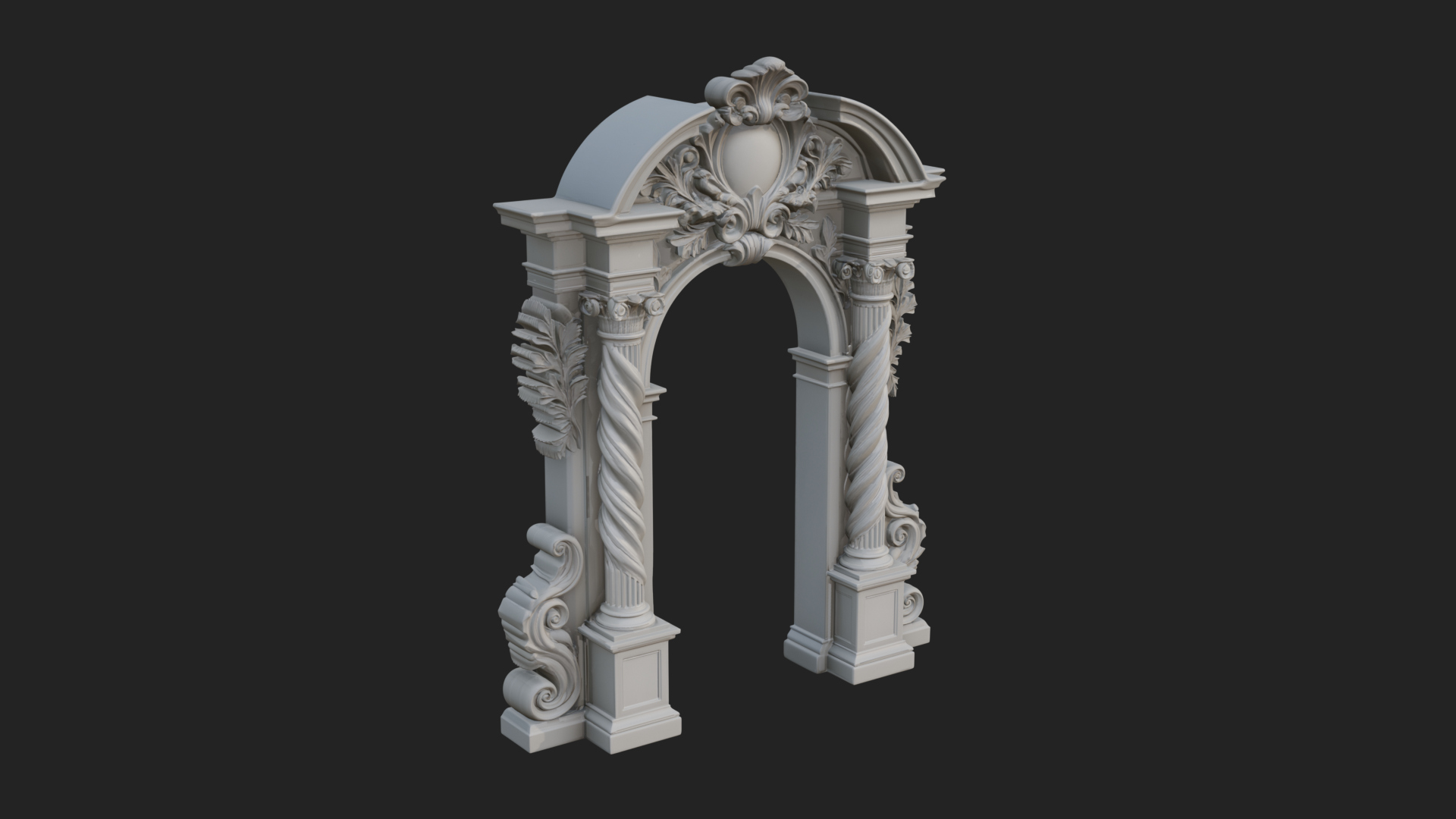 Baroque Carved Arch Design 4 3D Print Model 3D Model