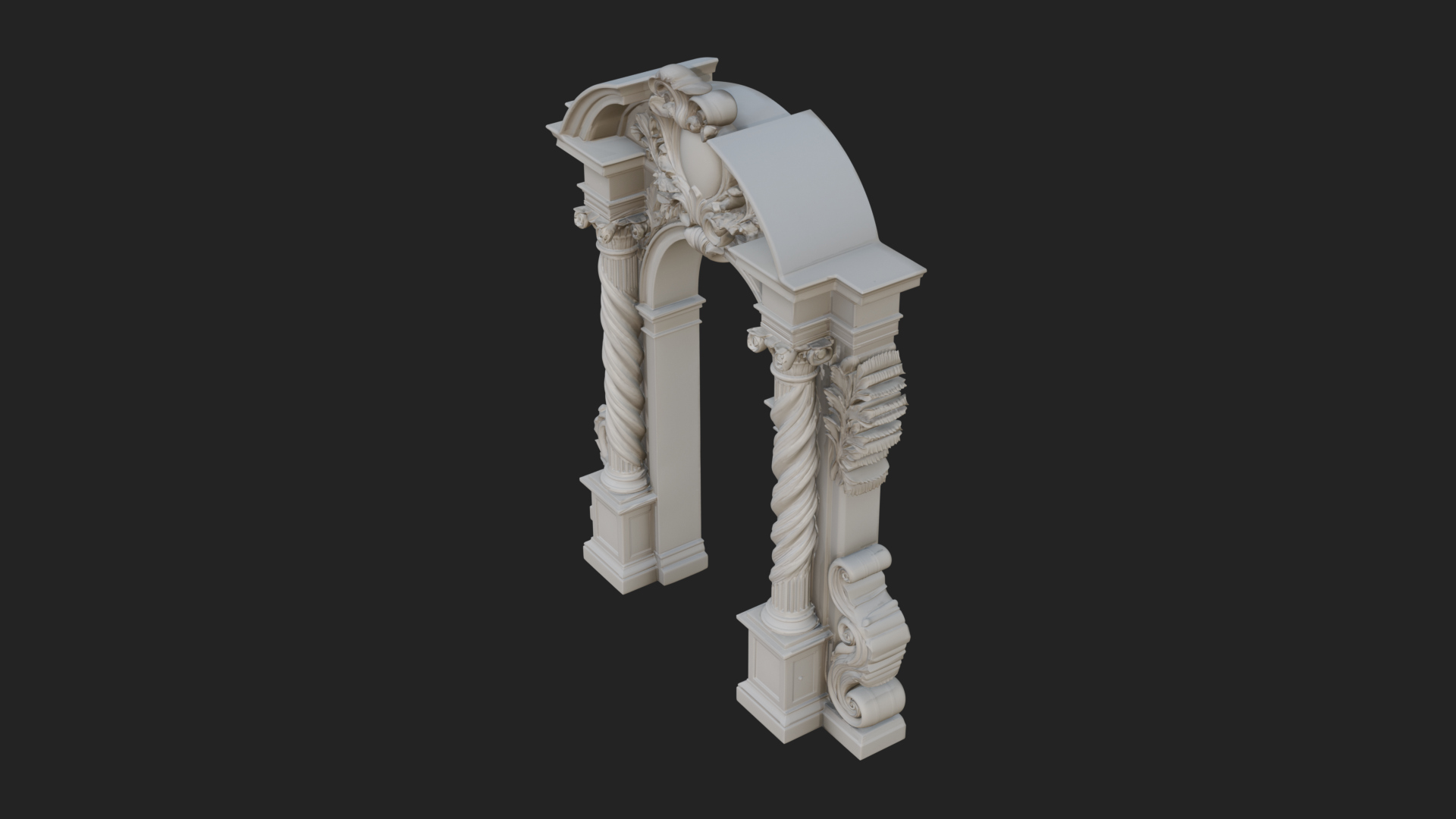 Baroque Carved Arch Design 4 3D Print Model 3D Model