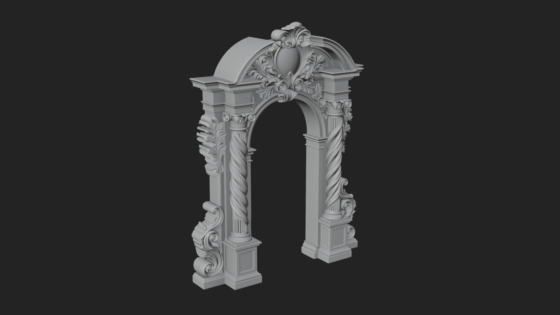 Baroque Carved Arch Design 4 3D Print Model 3D Model