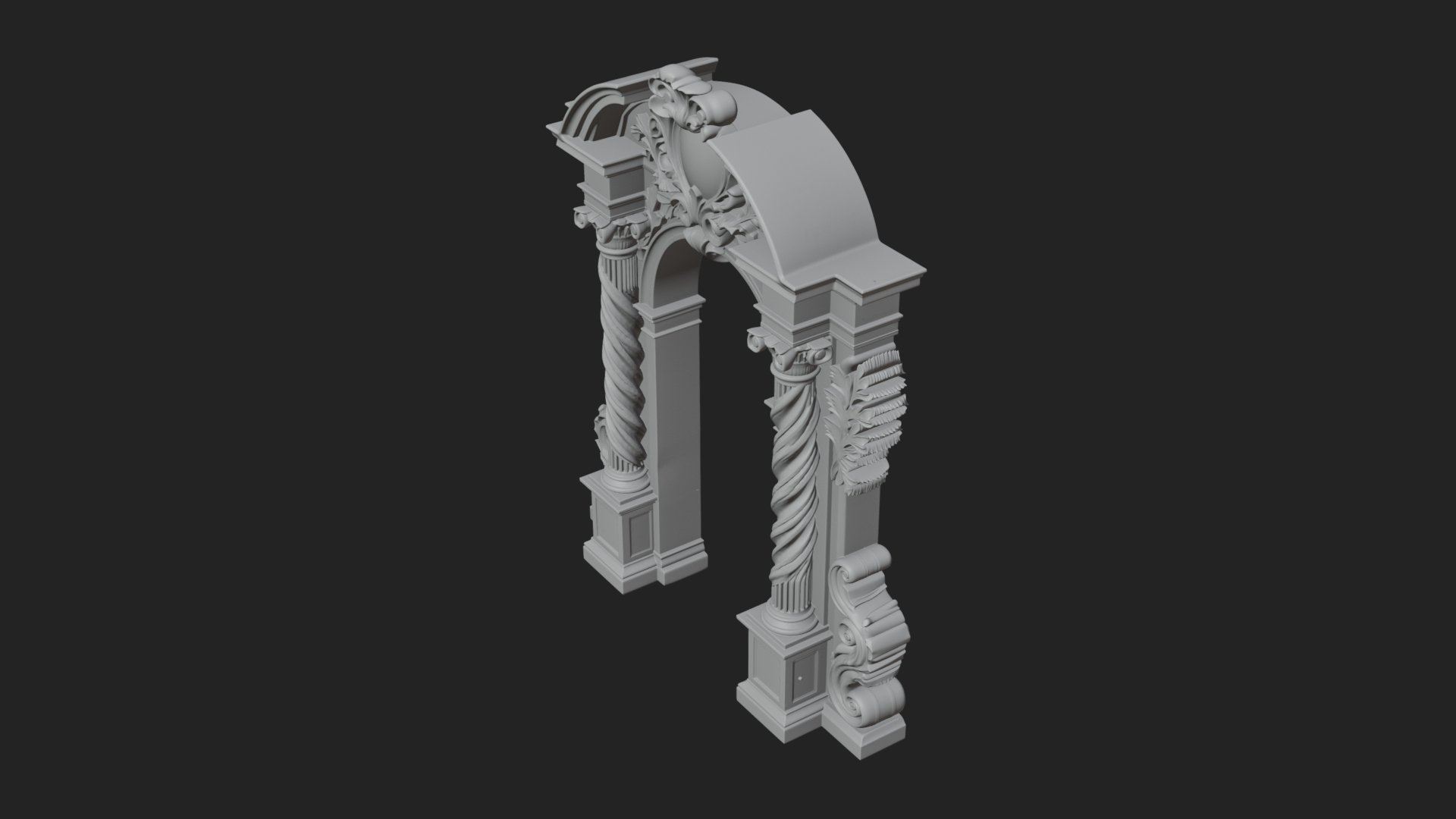 Baroque Carved Arch Design 4 3D Print Model 3D Model