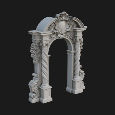 Baroque Carved Arch Design 4 3D Print Model