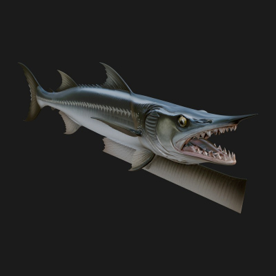 Barracuda Fish Statue Design 2 3D Print Model