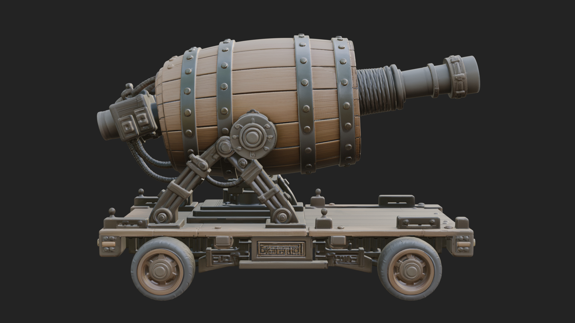 Barrel Siege Mortar Model Design 1 3D Print Model 3D Model