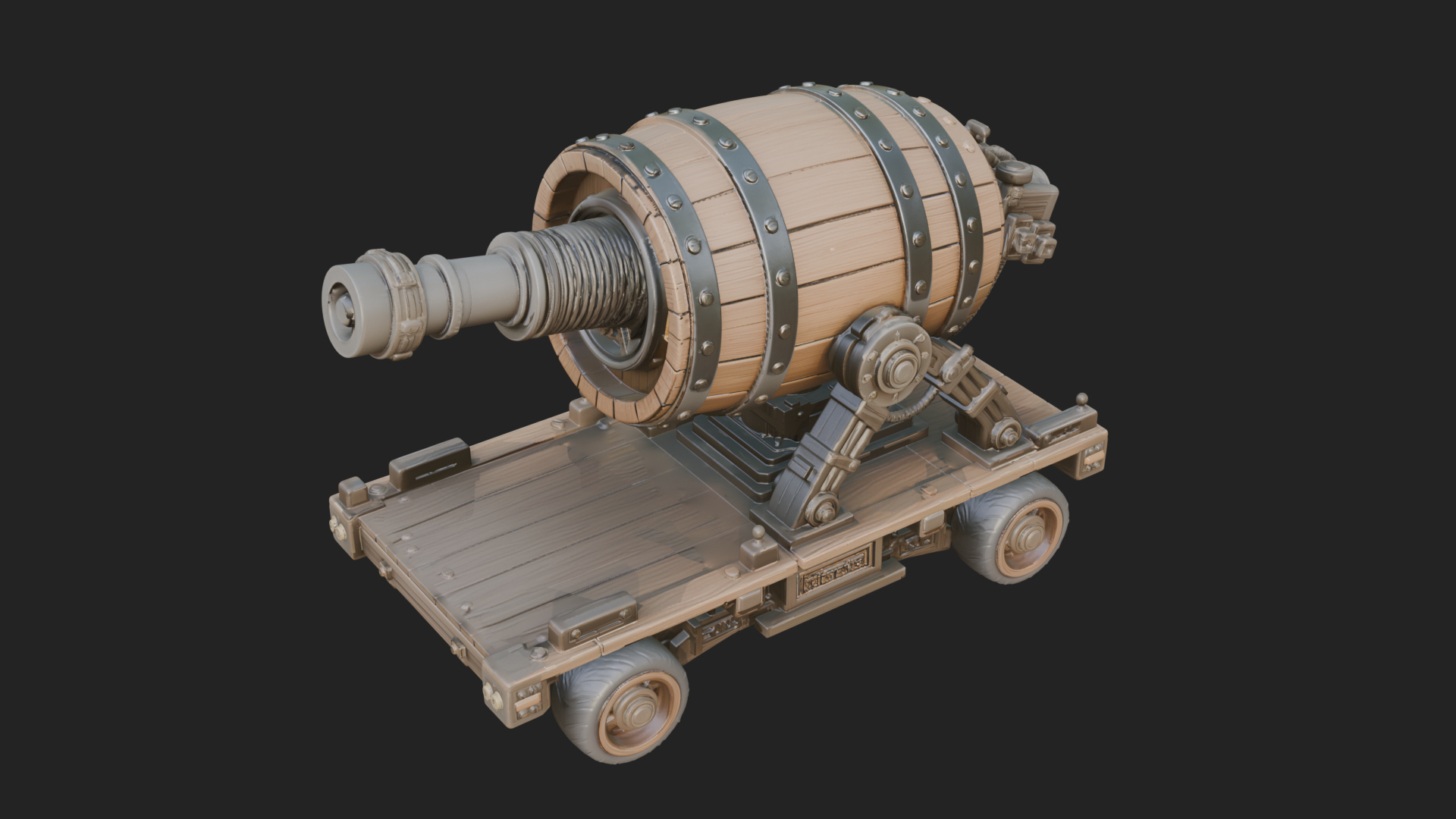 Barrel Siege Mortar Model Design 1 3D Print Model 3D Model