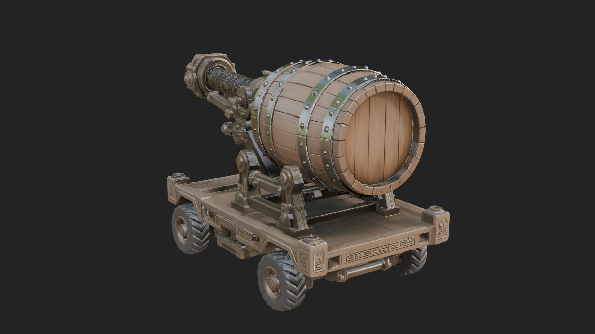 Barrel Siege Mortar Model Design 2 3D Print Model 3D Model