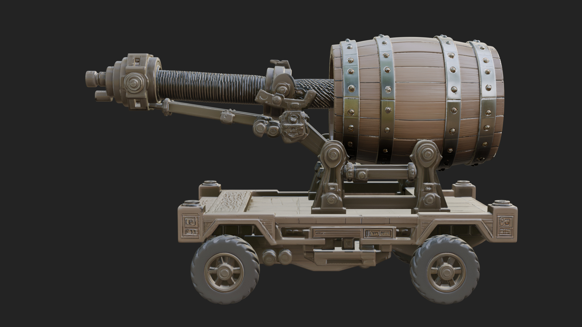 Barrel Siege Mortar Model Design 2 3D Print Model 3D Model