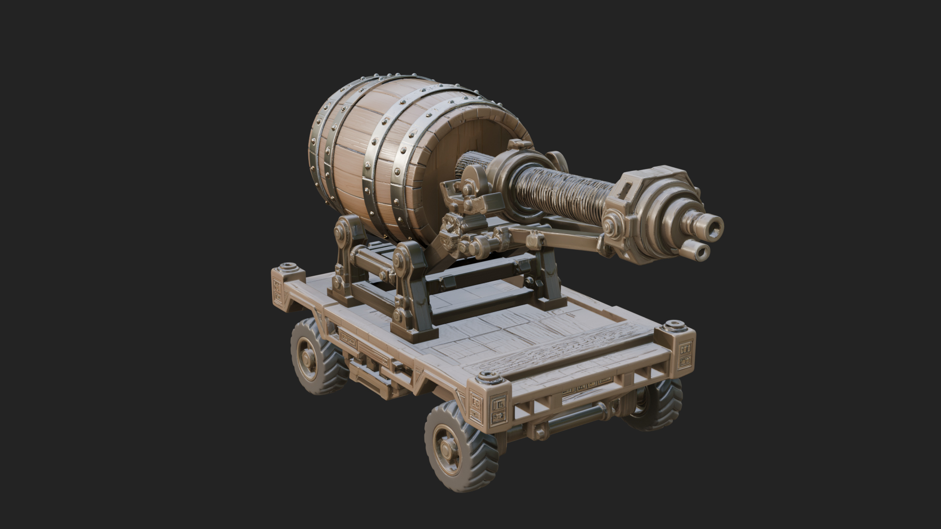 Barrel Siege Mortar Model Design 2 3D Print Model 3D Model