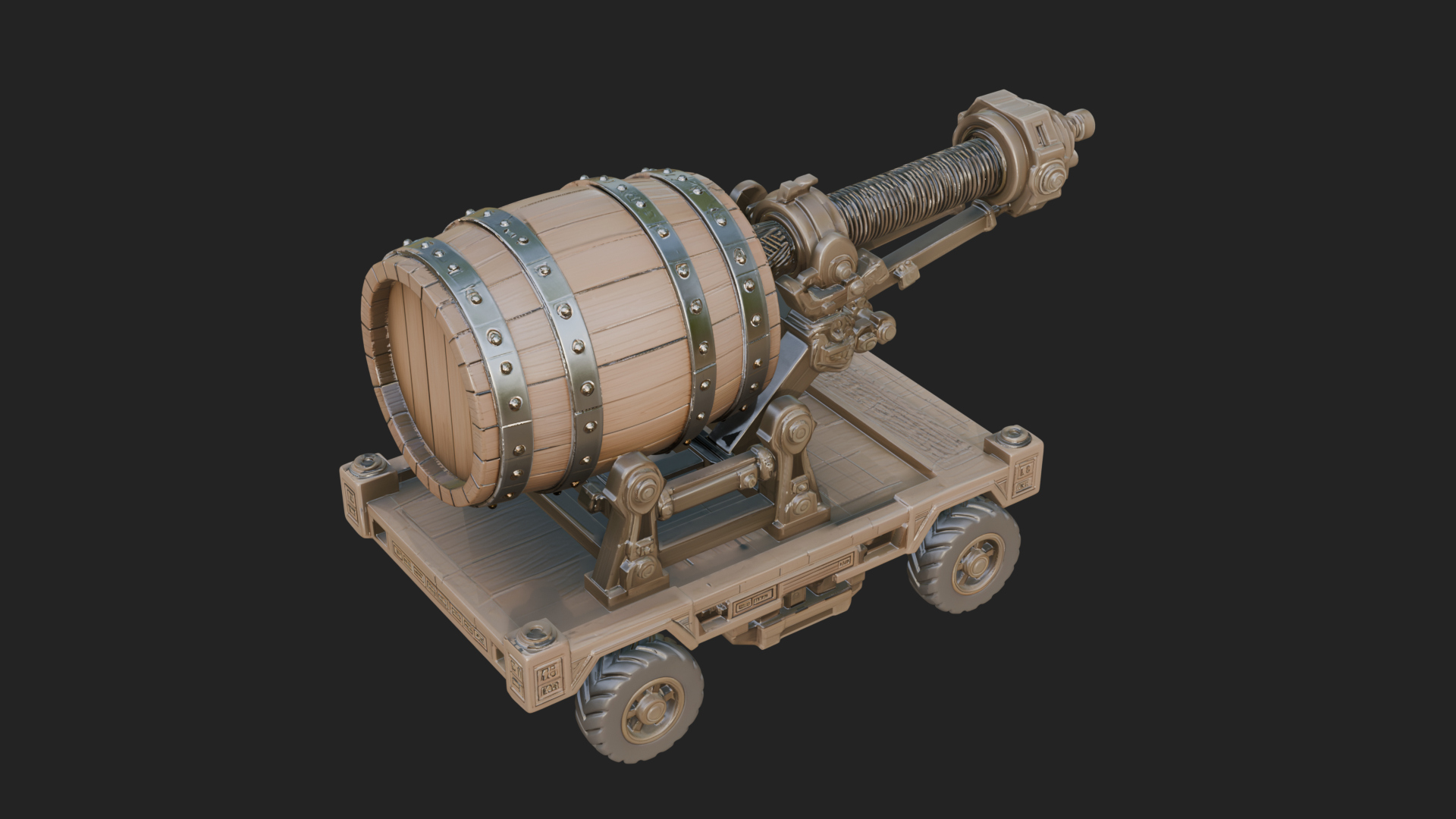 Barrel Siege Mortar Model Design 2 3D Print Model 3D Model