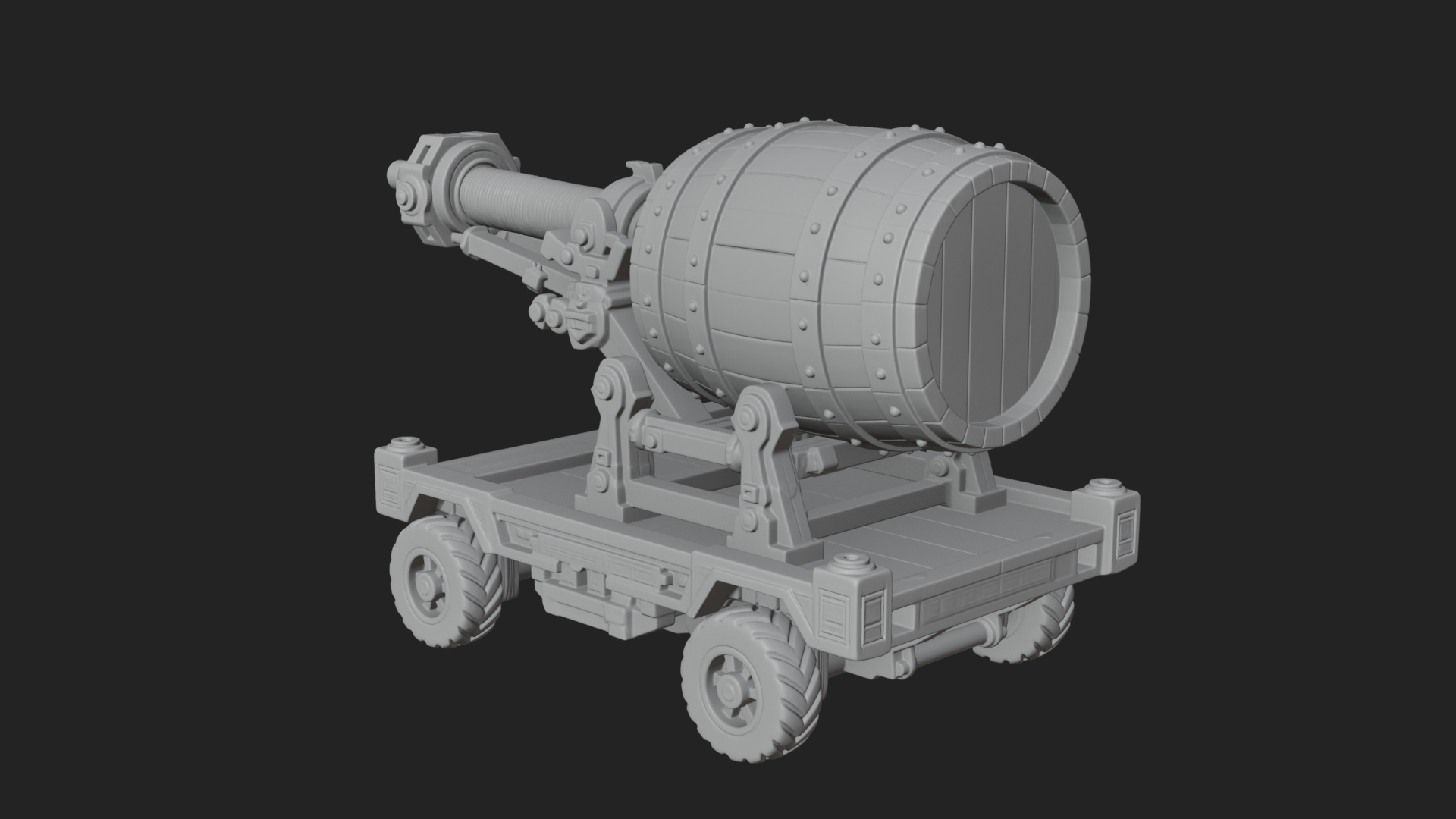Barrel Siege Mortar Model Design 2 3D Print Model 3D Model